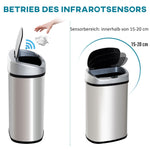 Automatic Sensor Waste Bin 30L IR Square Stainless Steel