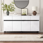 High-Gloss Sideboard 4 Drawers 2 Doors Adjustable Shelves