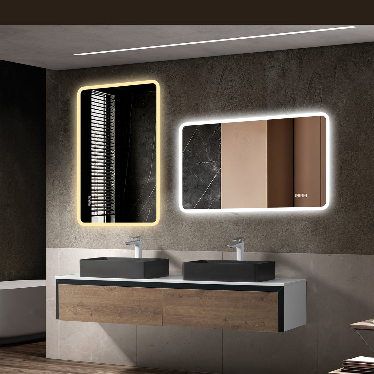 LED Bathroom Mirror 60x100 cm - Anti-Fog Dimmable Frosted Glass