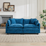 Cloud Sofa Loveseat, Modern Modular Sectional with Upholstered Seat Cushion, Blue Chenille Fabric