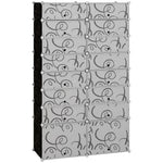 DIY Shoe Cabinet, 16 Compartments, Modular Wardrobe, PP Black + White