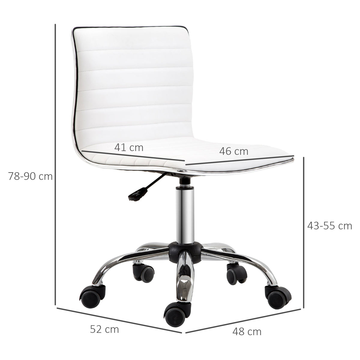 Office Chair, Adjustable Height, 120 kg, White Leather