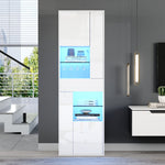 Display Cabinet Tall, LED High-Gloss 1 Drawer 4 Cabinets 55x38x170cm, White