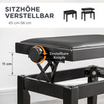 Piano Stool Height-Adjustable, Faux Leather, Black