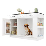 Kitchen Island with 3 Drawers Spice Rack Adjustable Shelf Pet Storage 120x60x90cm - White