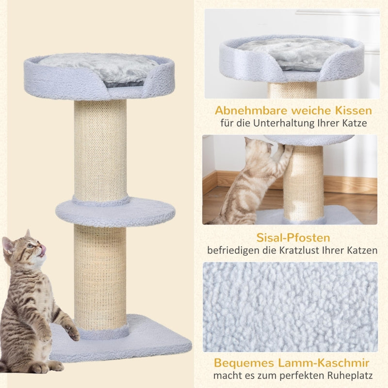 Cat Tree, Scratching Post, Platform, Sisal, Light Blue