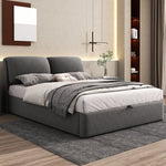 Upholstered Bed with Hydraulic Base, Three Drawers and Storage, 140x190cm, Gray Velvet