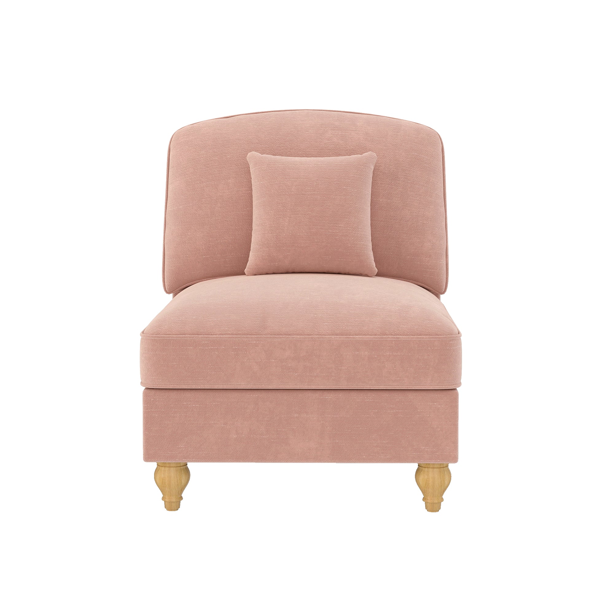 Windsor Armless Sofa with 1 Cushion, Chenille - Pink