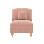 Windsor Armless Sofa with 1 Cushion, Chenille - Pink