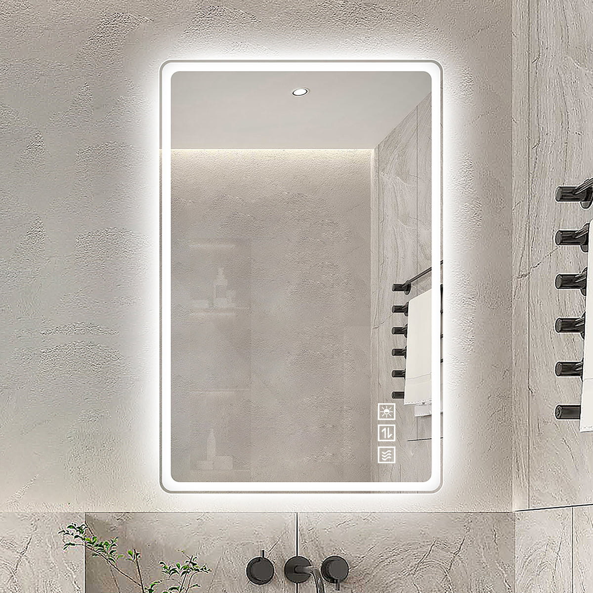 Frameless LED Bathroom Mirror 60x120cm - Anti-Fog Dimmable Glass