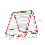Football Rebounder Double-Sided Rebound Adjustable in 5 Levels for Training Steel Red