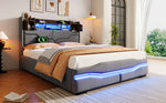 Upholstered Bed with USB-C Charging, LED Ambient Lighting and Hydraulic Storage, Grey