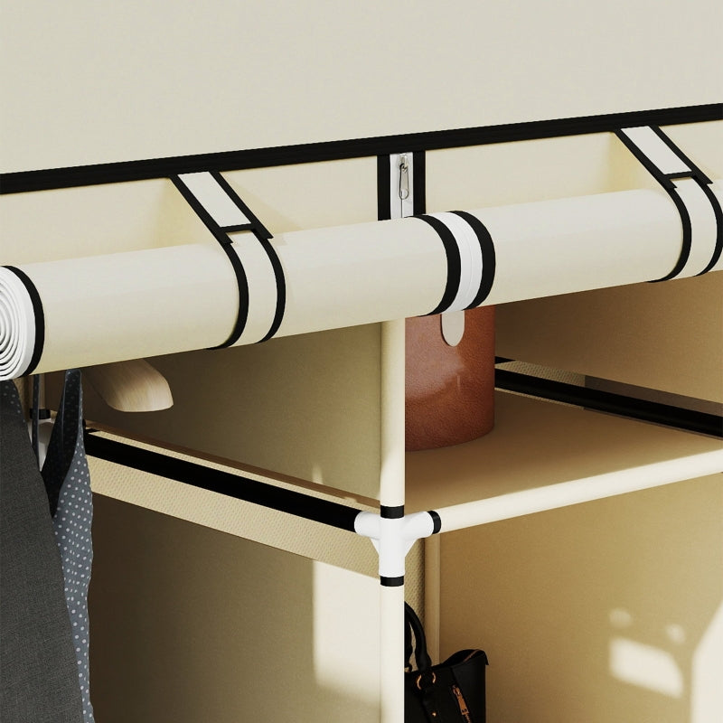 Fabric Wardrobe, Folding, 8 Tiers, Cream White