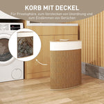 Bamboo Laundry Basket, 55 L, Corner, Removable Bag, Brown