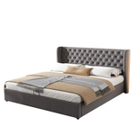 Upholstered Double Bed 180x200cm Hydraulic Storage, Grey Velvet