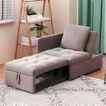 Upholstered Sofa Bed 3-in-1 Multifunctional Adjustable Daybed, Linen Fabric