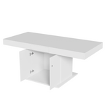 Panel Bed 140x200cm Hydraulic Storage USB-C LED Lighting White
