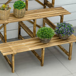 Plant Ladder Flower Shelf, 3 Steps, 100 x 80 x 78cm, Fir Wood
