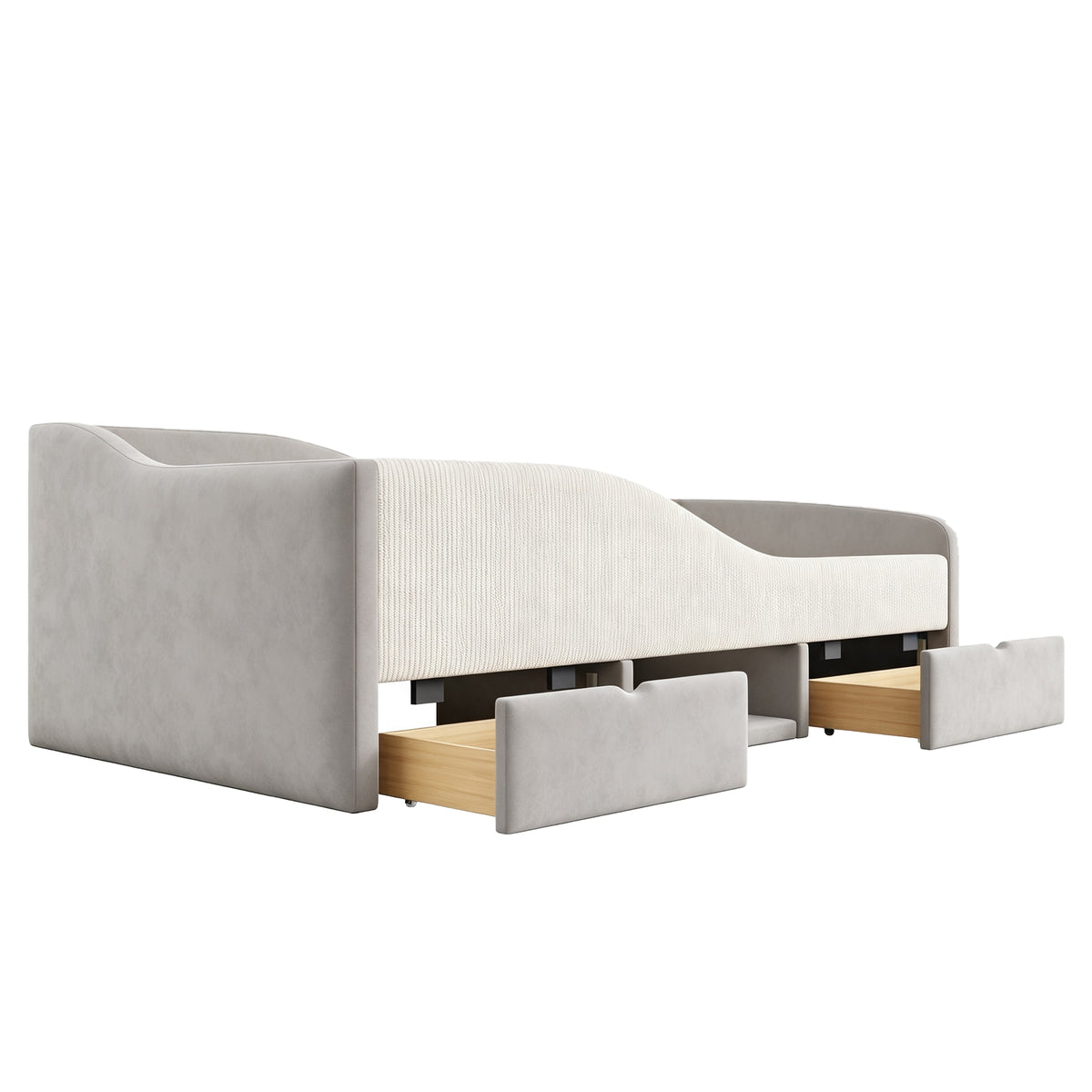 Upholstered Children's Bed 90x190 with Drawers, Grey Velvet