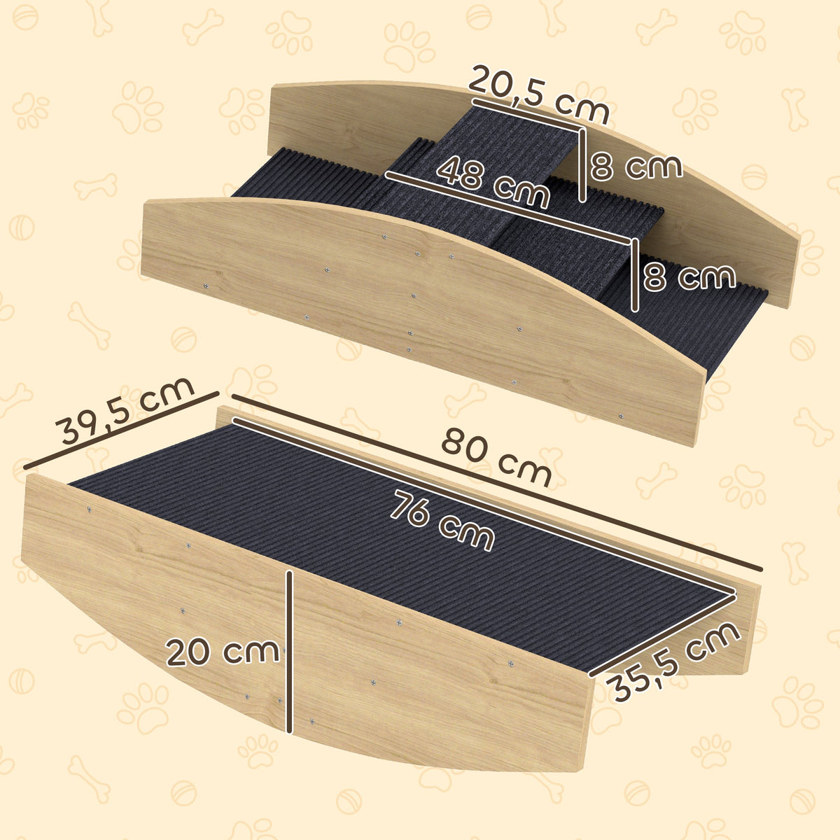 2-in-1 Dog Seesaw, Agility Ramp for Small & Medium Dogs, Natural Wood
