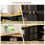 Dining Bar, 360° Rotating Multifunctional with 5 Shelves, Black