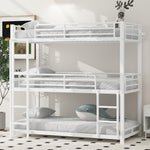 Triple Bunk Bed Frame for Children and Adults, 90x200cm Metal, White