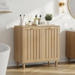 Slanted Laundry Basket with Removable Inner Basket and Bathroom Storage Shelf, Oak Wood Color
