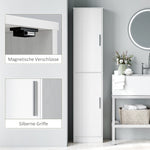 Bathroom Cabinet Narrow Tall 2 Doors Adjustable Shelves, White