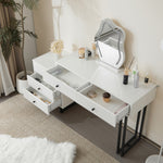 Dressing Table Set with 3-Color LED Mirror & Extendable Tabletop