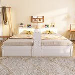 Multifunctional Sofa Bed 90/180x200cm with Storage & LED, White