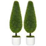 Artificial Cypress Plant Set of 2, 90cm Houseplant with Pot & Moss, Indoor/Outdoor Decor