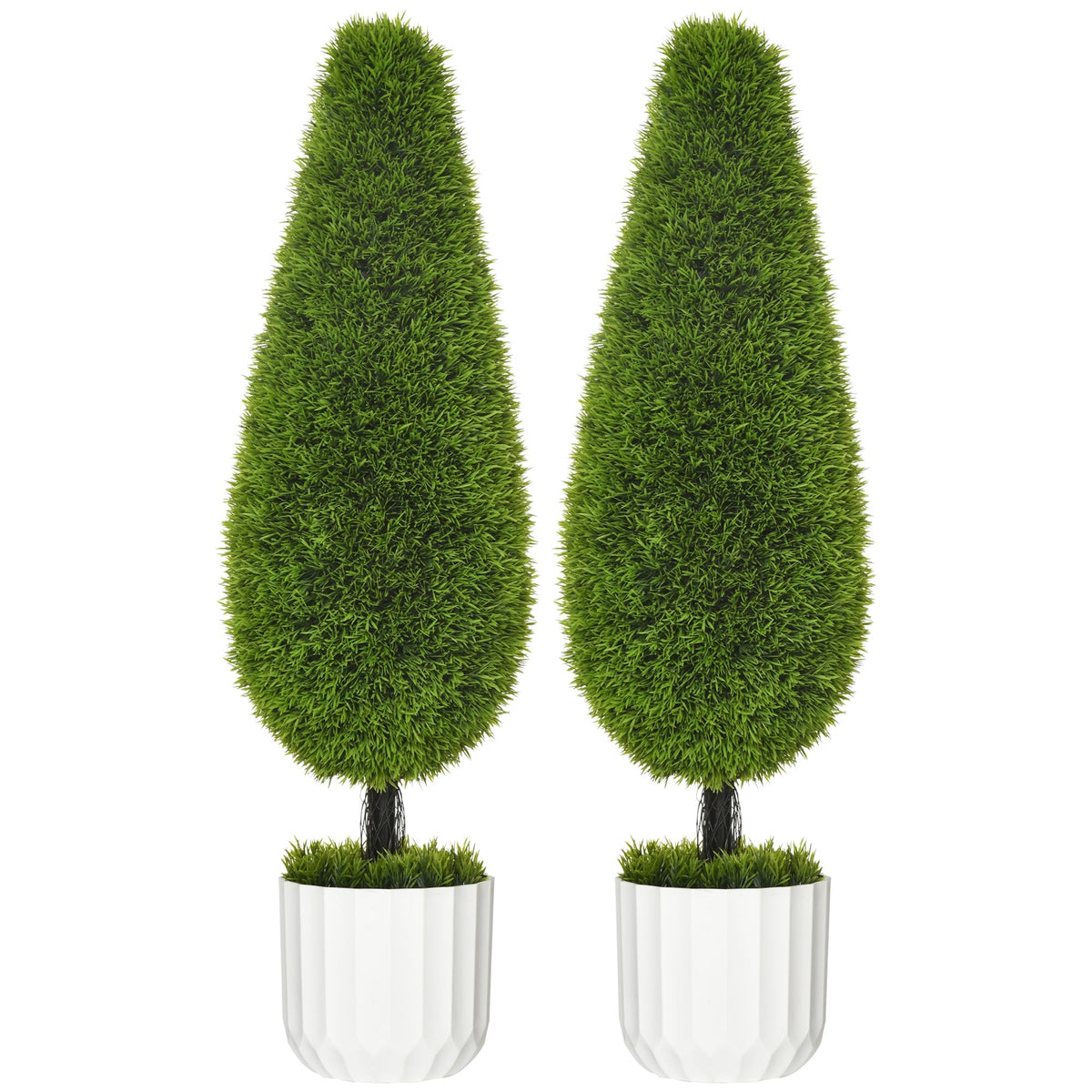 Artificial Cypress Plant Set of 2, 90cm Houseplant with Pot & Moss, Indoor/Outdoor Decor