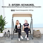 Hollywood Swing 2-Seater Garden Swing with Adjustable Sunroof Cushion Khaki
