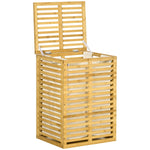 Bamboo Laundry Basket, 63L, Removable Bag, Natural Wood