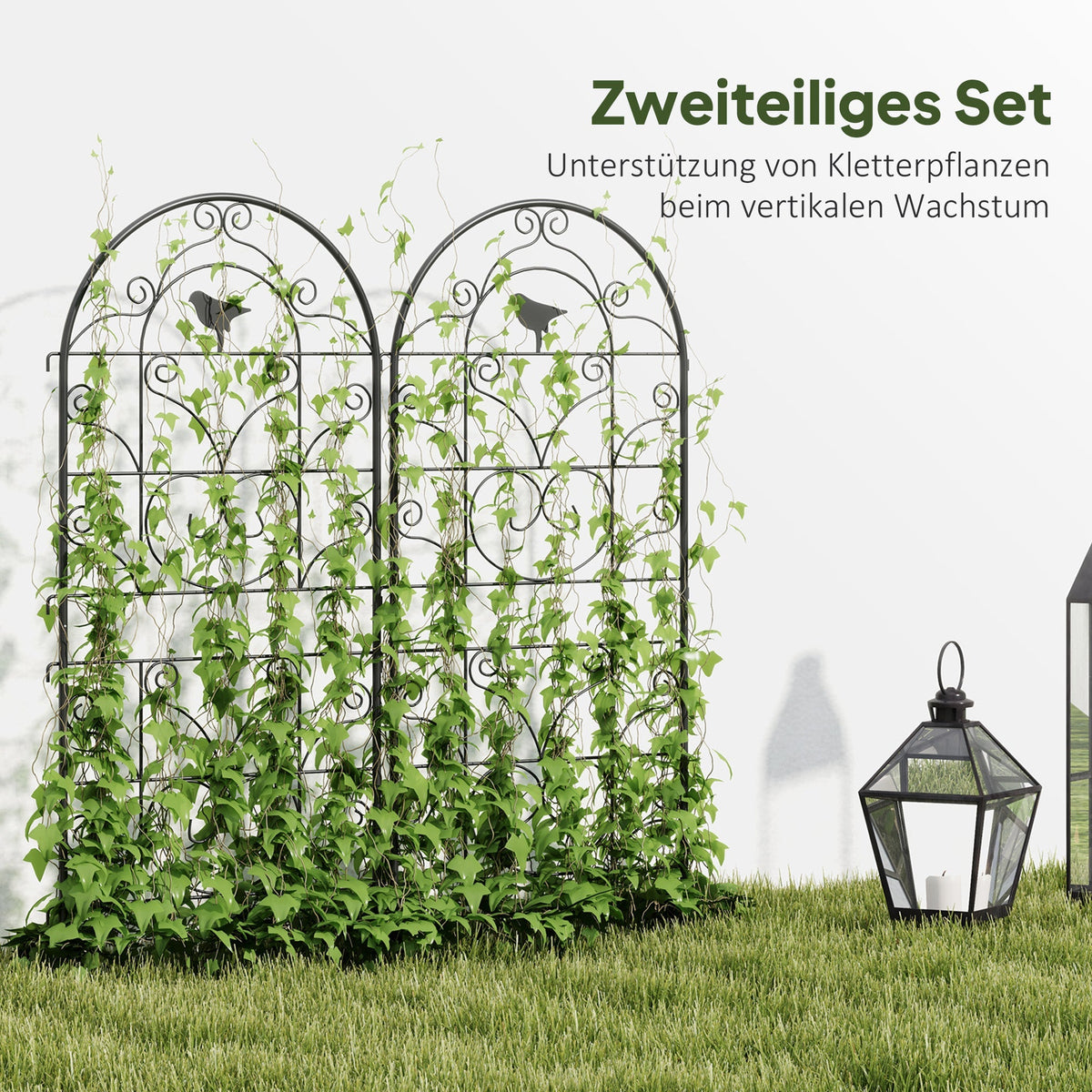 Metal Trellis 2-Pack Rustproof Bird Design 50x120cm Black