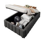 Upholstered Bed with Hydraulic Storage and 90x200cm Base, Grey