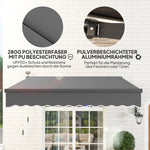 Clamp Awning, Hand Crank Solar Light UV 50+, 300cm, Gray