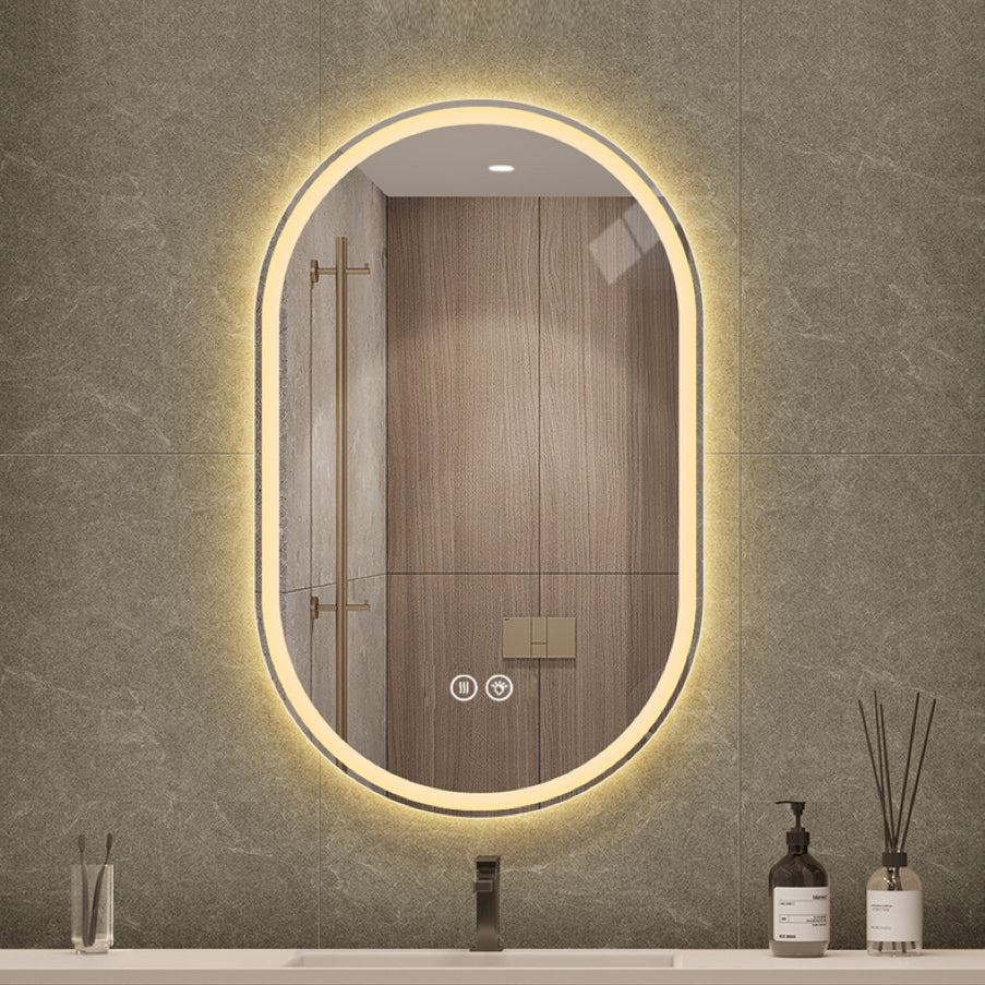 Frameless Oval Smart Mirror, 60x100cm Anti-Fog Touch Screen Bathroom, Glass