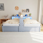 Sofa Bed 90/180x200cm with Hydraulic Storage & LED, Grey Wood