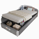 Upholstered Bed, Hydraulic with Storage, Velvet+Plywood Grey 90x200cm