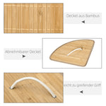 Bamboo Laundry Basket, Corner 55L with Lid, Natural Wood and White