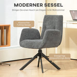 Swivel Lounge Chair, Upholstered with Button Stitching, Dark Grey Wool-Linen