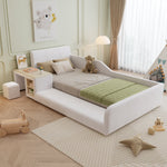 Upholstered Single Bed with Desk, Stool and Storage, 90x200cm, White Velvet