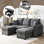 Corner Sofa U-Shaped Three-Seater Modular with Storage & Sleeping Function, Chenille