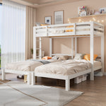 Triple Bunk Bed 90x200cm Side Ladder for Children/Teens, White