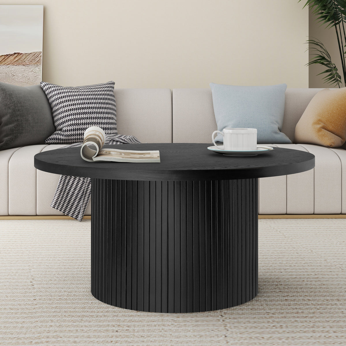 Coffee Table Round Solid Wood