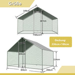 Free-Range Chicken Coop 3x2x2m, Safety Lock, Waterproof PE Cloth, Metal