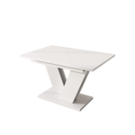 Extendable Dining Table, Rectangular V-Leg for 4-6 People, White