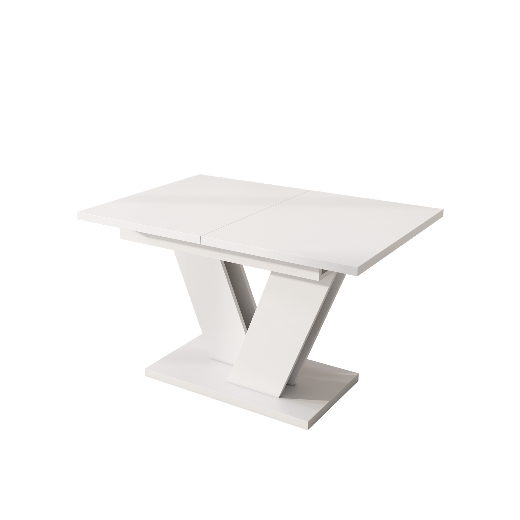 Extendable Dining Table, Rectangular V-Leg for 4-6 People, White