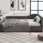 Upholstered Daybed with Underbed Storage, 140x200 cm, Grey